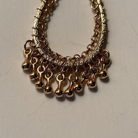 Charming Charlie Gold Tone Tear Drop Pendant Necklace 18-20” - Picture 3 of 4